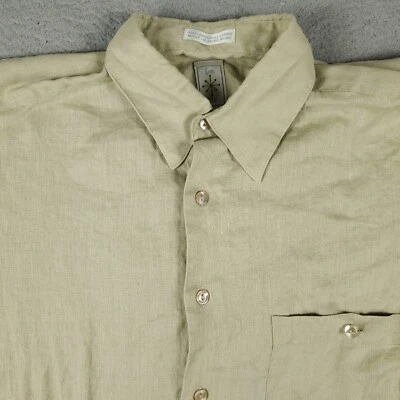 Camisa Birmania Bibas Para Hombre Pequeña Beige Lino Informal Abotonada Manga Corta Foto 1 de 4