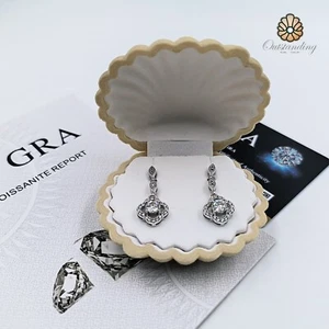 0.5ct Round Cut VVS1/D Real 5mm Moissanite Solitaire Drop Earrings HallmarkPT950 - Picture 1 of 20