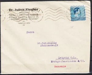 Rumänien 1938 König Carol II. Königliches Cover Sibiu Hermannstadt nach Deutschland - Bild 1 von 2