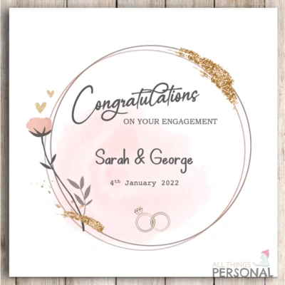 Engagement Card Congratulations On Your Engagement Personalised Card Couple - Image 1 of 4
