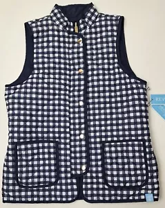 NWT! Draper James RSVP Reversible Quilted Puffer Vest with Gold Snap/Zip-Size XS - Picture 1 of 9