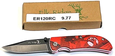 CUCHILLO CAMUFLAJE ROJO BLOQUEO FORRO ELK RIDGE ER120RC Foto 1 de 4