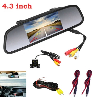 4.3" Backup Camera Mirror Car Rear View Reverse Night Vision Parking System Kit - Image 1 of 4