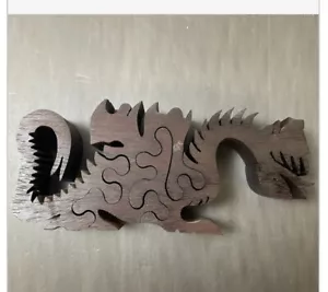 Beautiful And Unique Small Wooden Dragon Puzzle Art Piece Asian - Picture 1 of 4