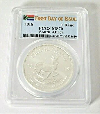 2018 First Day of Issue S. Africa 1 Rand Coin PCGS - MS70 FREE SHIPPING - Image 1 of 2