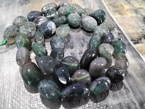 Natural Moss Agate Nuggets, 5-10x6-7x3mm, 15 inch strand Free postage. Oz Seller - Picture 1 of 5