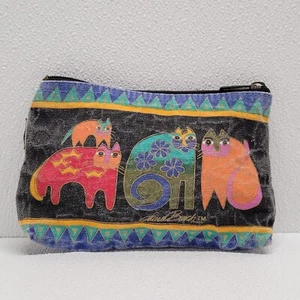 Laurel Burch Multicolor Kitty Cat Zipper Pouch Bag 8.5" x 6" - Picture 1 of 14
