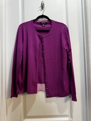 Kirkland Purple Cardigan Sweater Buttons Round Neck Long Sleeve XXL - Image 1 of 4