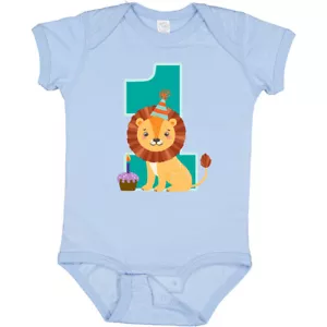 Inktastic First Birthday Outfit Boy Lion 1 Year Old Baby Bodysuit 1st Zoo Photo - Picture 1 of 11