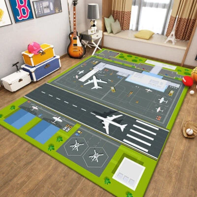 Kinder Teppich Spielmatte,Flughafen Runway Flugzeug Für Spielzimmer & Badezimmer - Bild 1 von 4