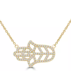 Collana in oro giallo 14 carati con diamanti tondi 0,2 CT VS1 F - Foto 1 di 2