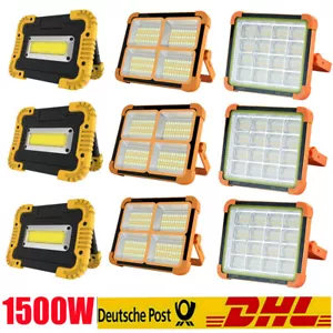 Solar LED Akku Strahler 5 Modi Baustrahler Arbeitsleuchte Tragbare Campinglampe - Bild 1 von 23