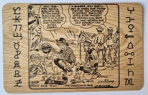 VTG 1942 WOOD-LIKE COWBOY CARTOON PC THE MAGICIAN'S BAG OUT OUR WAY J R WILLIAMS - Foto 1 di 2