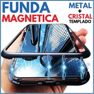 FUNDA MAGNETICA METALICA NEGRA CRISTAL TEMPLADO TRASERO PARA HUAWEI MATE 20 PRO - Imagen 1 de 9