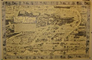 Vintage 1976 & 1990 NEW HOPE PENNSYLVANIA Pictograph PICTORIAL MAPS - Gina Shamus - Bild 1 von 12
