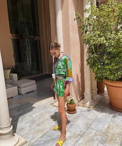 ZARA PRINTED SHORTS WITH BANDANA BERMUDA PATCHWORK SIZE XS REF.3375/220 - Picture 1 of 5