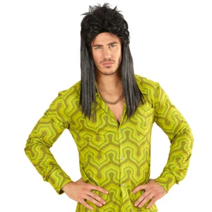 Rocker Vokuhila Perücke - schwarz - New Kids Faschingsperücke 80er Herrenperücke - Bild 1 von 3