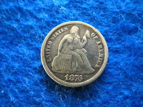1876 S Seated Liberty Silver Dime - Scarcer - Nicer Circulated - Full LIBERTY Cover