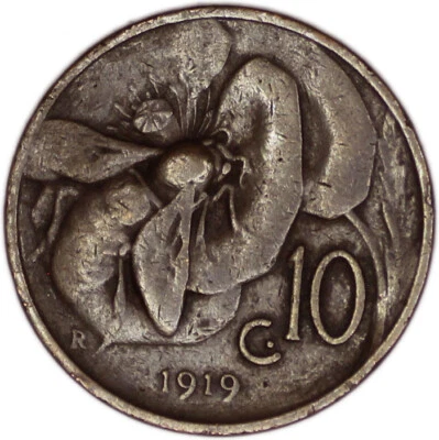 ITALY coin 10 Centesimi 1909 key date VF - Image 1 of 2