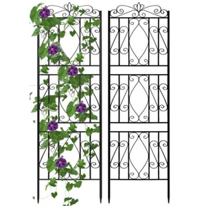 Large Metal Trellis Garden Decor Outdoor Plant Climbing Support Stakes Set of 2 - Picture 1 of 17