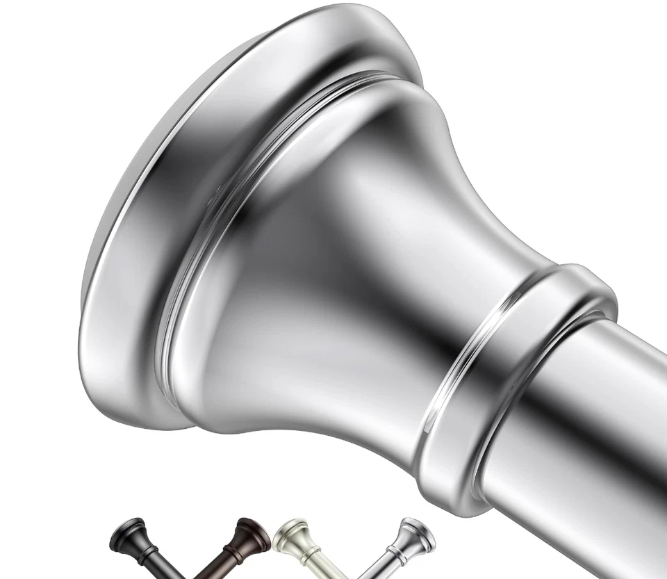 Adjustable Tension Rod Chrome Shower Curtain Rods, 43-72 In, Rust Resistance, - Image 1 of 4