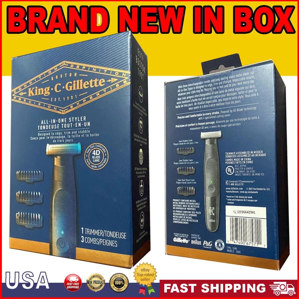 * СОВЕРШЕННО новый * King C.Gillette все-в-одном беспроводной края отделки щетина бритва запечатанный - Изображение 1 из 1