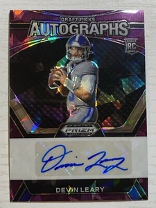 2024 Panini Prizm Draft Picks Purple Cracked Ice Auto RC #18/99 Devin Leary - Picture 1 of 2