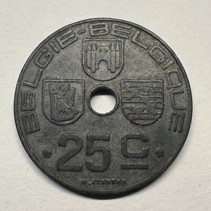 1944 Belgium 25 Centimes - Beautiful Coin - Lot #B-046 - Picture 1 of 2