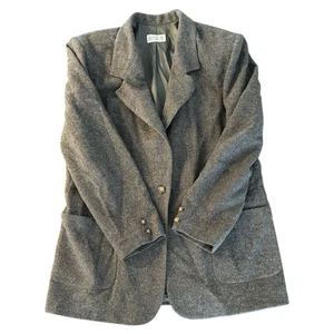 Chaqueta Blazer Vintage Lands End 100% Lana Gris Para Mujer’s 14 Alto Hecha en EE. UU. - Imagen 1 de 11