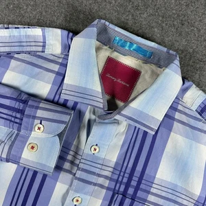 Tommy Bahama Men's Large Blue Plaid Long Sleeve Button Down Shirt - Picture 1 of 8