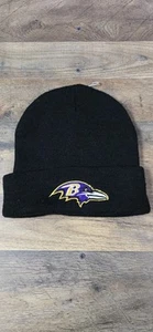 BALTIMORE RAVENS CAPPELLO NERO IN MAGLIA BERRETTO CON POLSINI - NUOVO - Foto 1 di 3