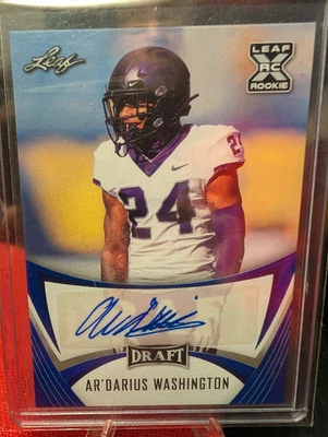 🔥 Ardarius Washington BLUE 2021 Leaf Draft AUTO RC #BA-ADW *Baltimore Ravens  - Image 1 of 2