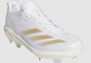 Adidas Men's Adizero Electric + TPU BSB, Style# IF3265, Size 7.5, White/Gold - Picture 1 of 17