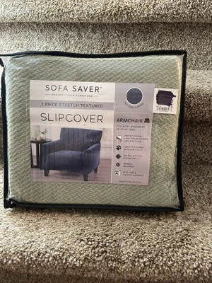 Sofa Saver 1 pieza funda elástica texturizada hasta 48” de ancho verde Foto 1 de 4