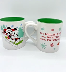 Mickey Minnie Mouse Disney Tassen Becher Holidays Friends Schlitten Weihnachten weiß rot - Bild 1 von 6