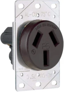 385 50 Amp 125/250V 3 Pole 3 Wire Range Power Outlet Flush Receptacle, NEMA 1... - Picture 1 of 1