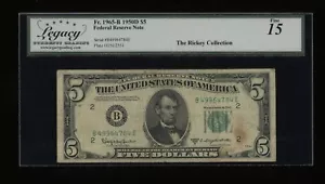 DBR 1950-D $5 FRN New York Fr. 1965-B Legacy 15 Serial B49964784E - Picture 1 of 2