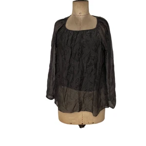 Piazza Roma Silk Blend Blouse Top Women X-Small Black Long Sleeves Pullover - Picture 1 of 13
