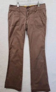 Hollister Low Rise Flare Pants 2 Button Waist Brown tan size 7R Junior READ - Picture 1 of 16