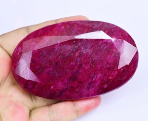 906.5 Ct Natural Huge Blood Red Ruby Oval Certified Loose Gemstone - Picture 1 of 5