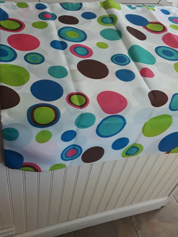 Colorful Mod Shower Curtain With Hooks. Circles. Pink, Blue, Brown, NWOT - Image 1 of 4