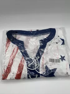 Amerikanische Flagge Shirt Tops Damen 4. Juli T-Shirts Ring Loch Stern Streifen USA-M - Bild 1 von 4