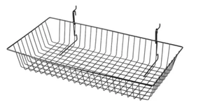 6 Slatwall Wire Baskets Black Wire Grid Slatwall 24" x 12" x 4" Powder Coat - Picture 1 of 10