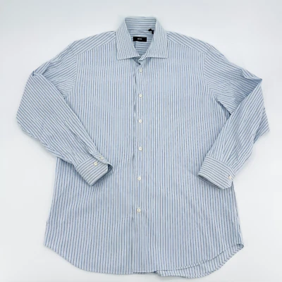 Hugo Boss Button Shirt Mens 15 1/2 32/33 White Blue Stripe Business - Image 1 of 4