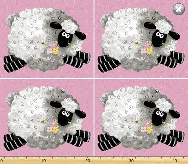 Susybee LAL Sheep Fat Quarter Panel Pink Quilt Fabric 35" " #SB20341-520