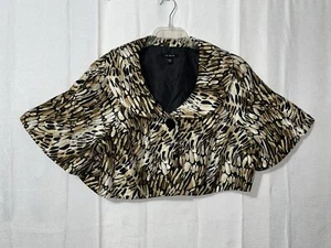 LE Bos Sz 20W Women's Cropped Statement Jacket Artsy Tan Black White One Button - Picture 1 of 16