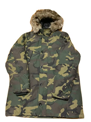 Polo Ralph Lauren Casaco Parka com Acabamento de Pele Sintética Camuflado Masculino Tamanho Pequeno - Imagem 1 de 4