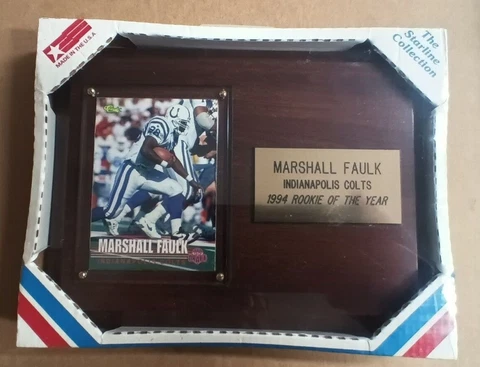 1995 Classic MARSHALL FAULK Indianapolis Colts Card w/Plaque-Rookie of the Year Cover