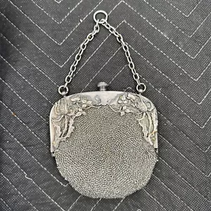 Vintage PAT. FEB.27. 1900 Micro Cut Steel Beaded Coin Purse - Picture 1 of 13