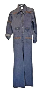Vintage Garmin Denim Flare Leg 70s Long Sleeve Jumpsuit Size 11 - Bild 1 von 23